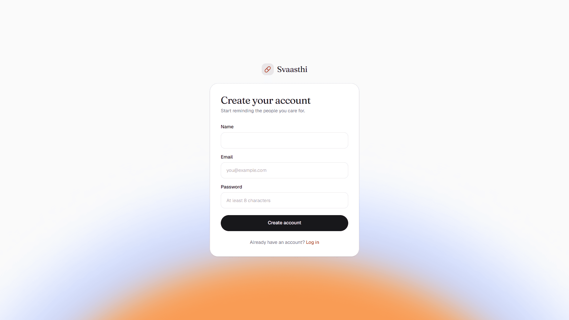 Svaasthi Authentication Screen