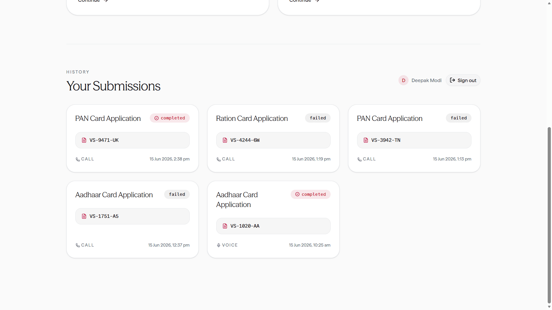 Application History