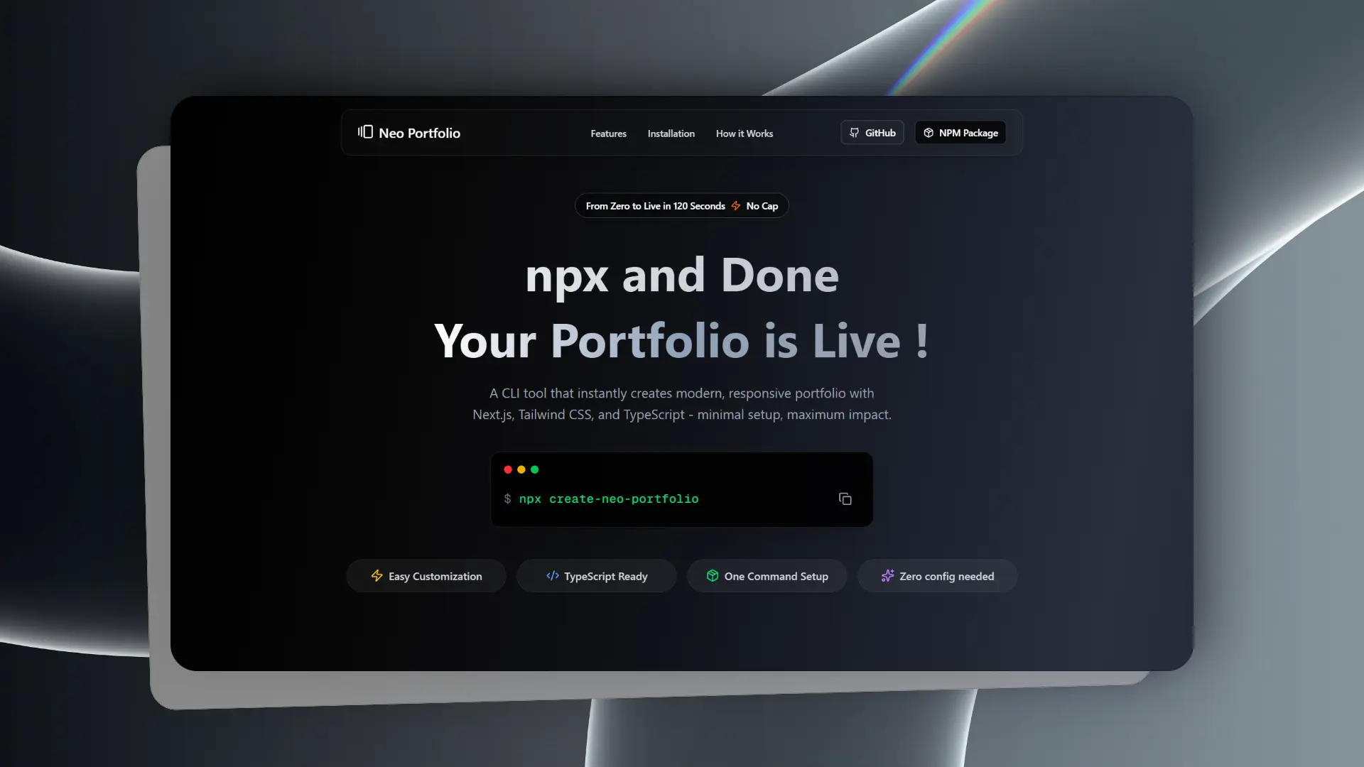 Neo Portfolio CLI & Template preview